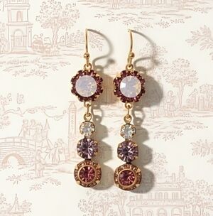 Rose Opal & Pink Flower Swarovski Crystal In Dainy Gold Plated Earrings